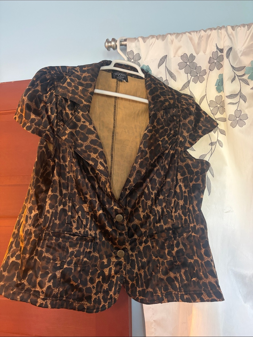 Ashley By 26 International Brown Leopard Print Short Sleeve Blazer